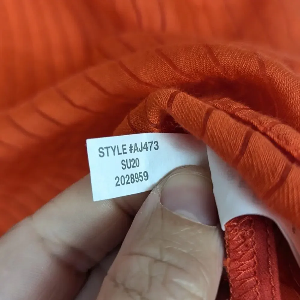 J. Crew Orange Shadow Stripe Tie Back Long Sleeve Top